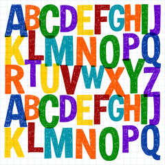 Pattern with hand drawn vector letters
