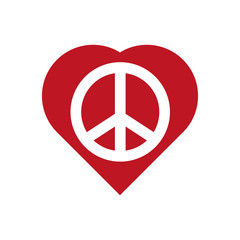 Love and Peace concept represented by heart shape icon. Isolated and flat illustration 