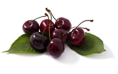 Juicy cherries isolated on white background