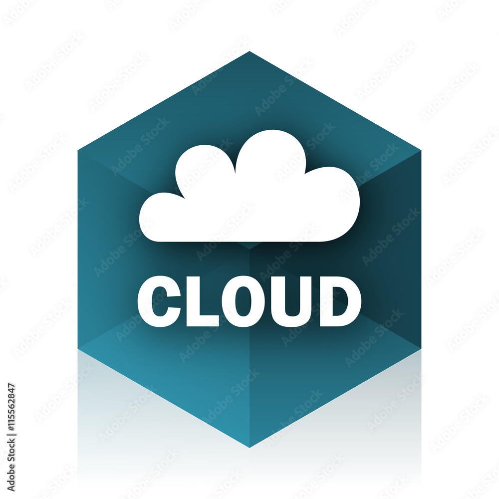 Poster cloud blue cube icon, modern design web element