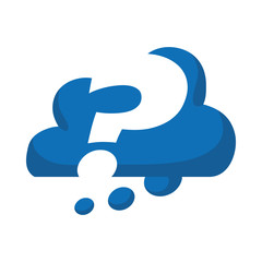 Doubt concept represented by Question mark inside cloud icon. Isolated and flat illustration 