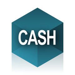 cash blue cube icon, modern design web element