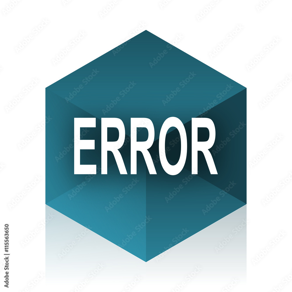 Poster error blue cube icon, modern design web element