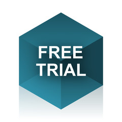 free trial blue cube icon, modern design web element