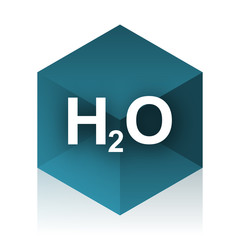 water blue cube icon, modern design web element