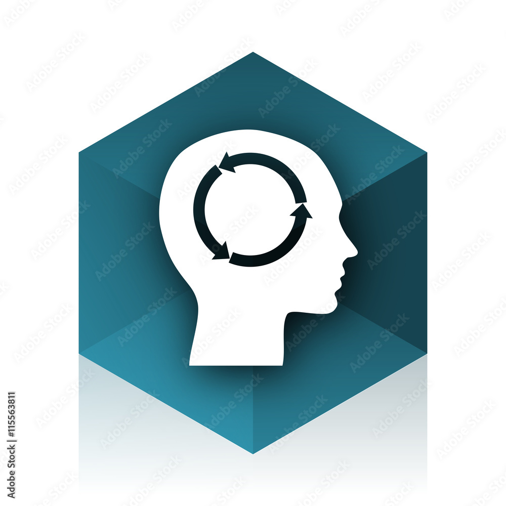 Poster head blue cube icon, modern design web element