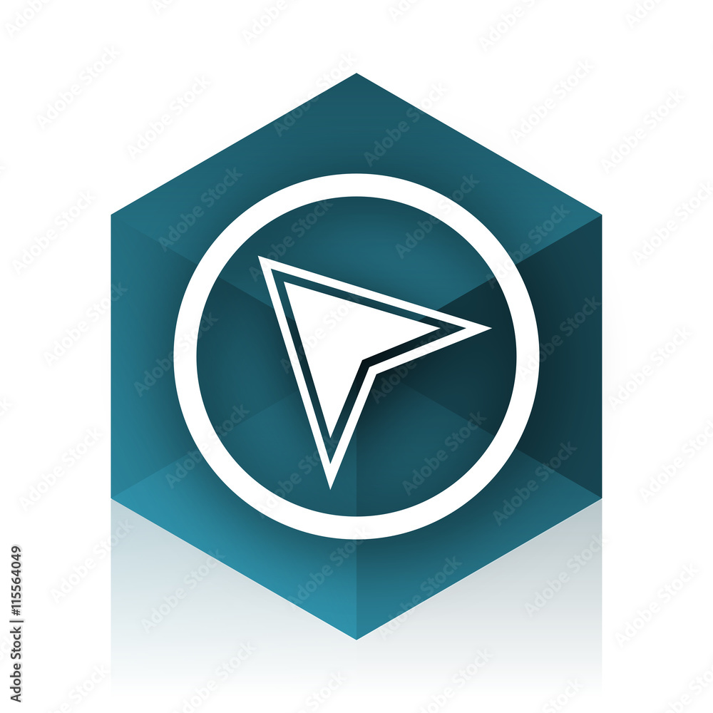 Aufkleber navigation blue cube icon, modern design web element