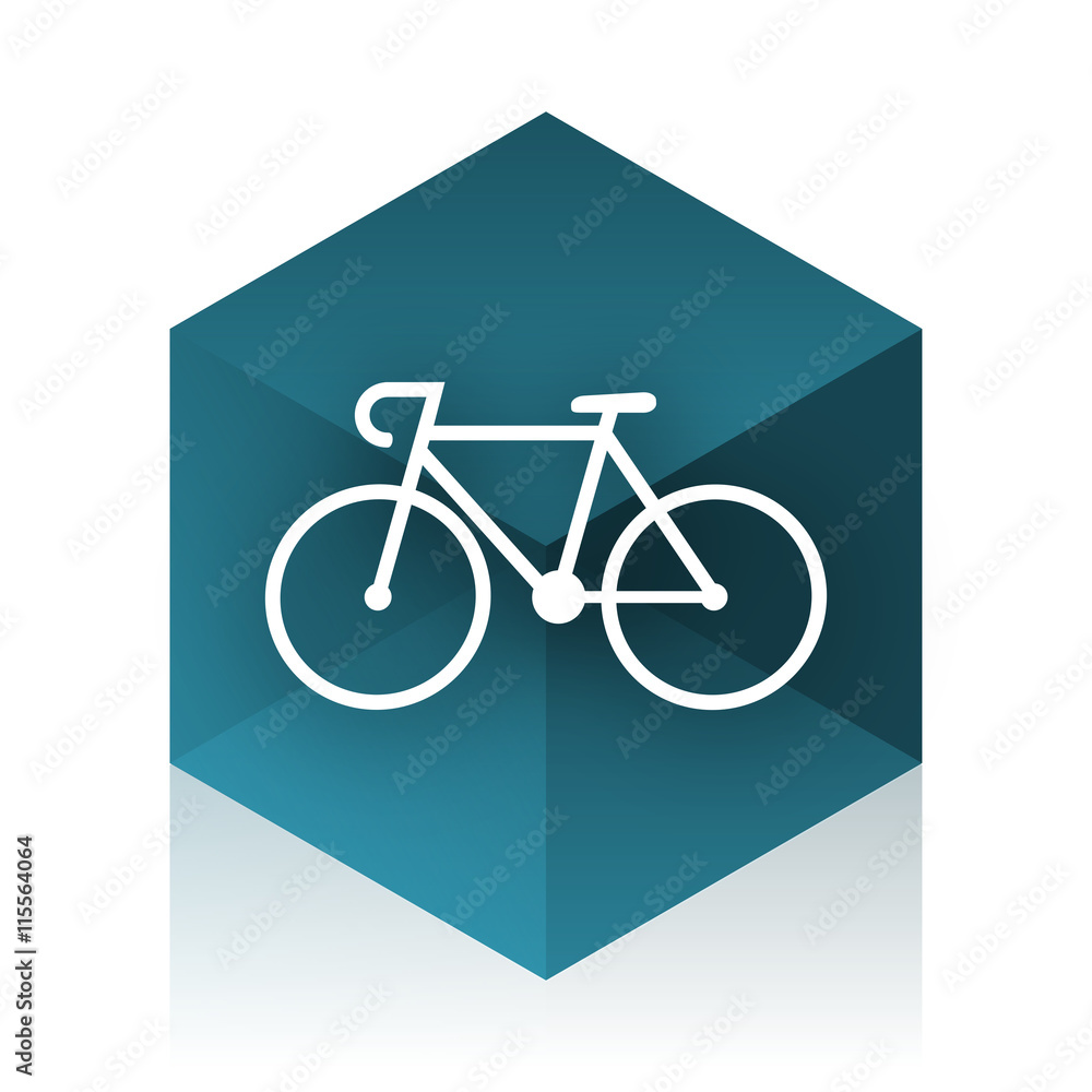 Poster bicycle blue cube icon, modern design web element