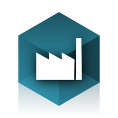 factory blue cube icon, modern design web element