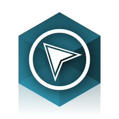 navigation blue cube icon, modern design web element