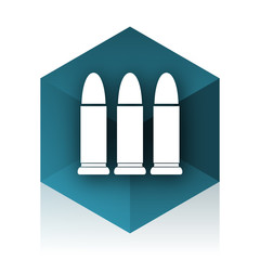 ammunition blue cube icon, modern design web element