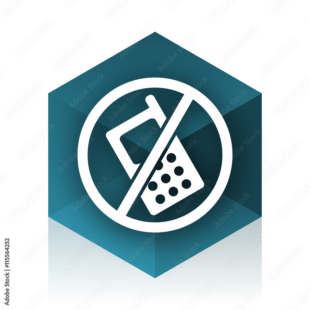 Poster no phone blue cube icon, modern design web element