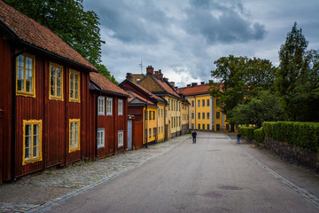 Fototapeta na wymiar Colorful buildings at Nytorget, in Sodermalm, Stockholm, Sweden.