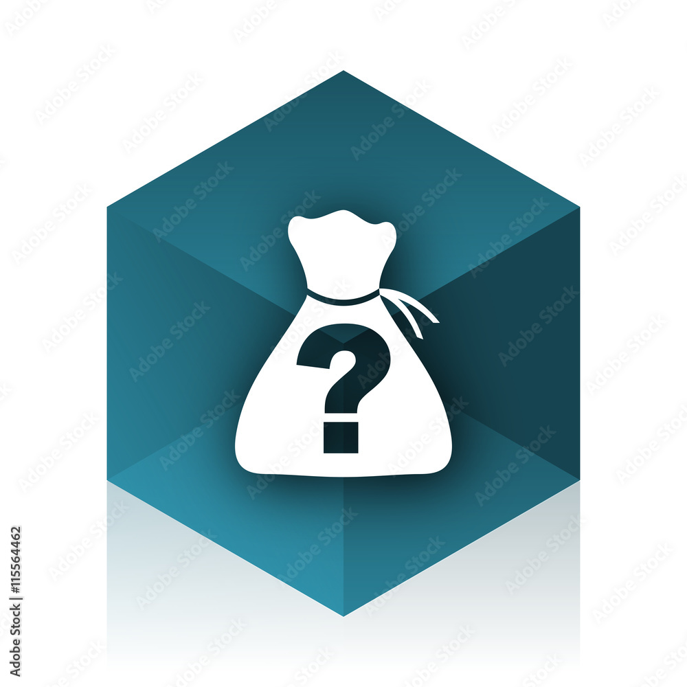 Poster riddle blue cube icon, modern design web element
