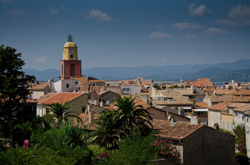 Fototapeta premium the colorful village of saint-Tropez with its characteristic church in france