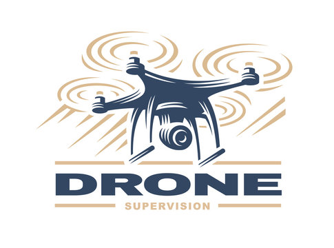 Drone quadrocopter logo design, emblem