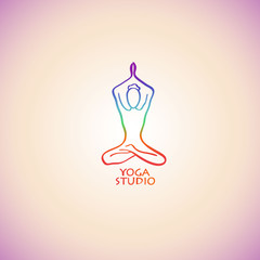 Creative Rainbow Lotus Yoga Pose Concept.