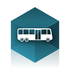 bus blue cube icon, modern design web element