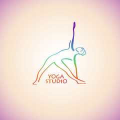 Creative Rainbow Yoga Logo Concept.