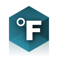 fahrenheit blue cube icon, modern design web element