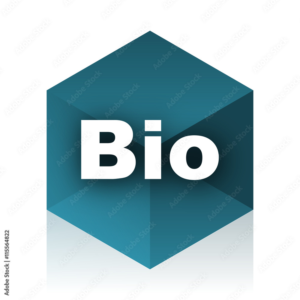 Poster bio blue cube icon, modern design web element