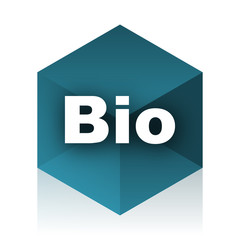 bio blue cube icon, modern design web element