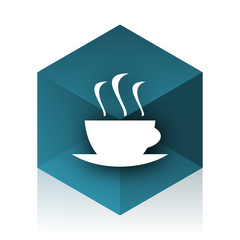 espresso blue cube icon, modern design web element