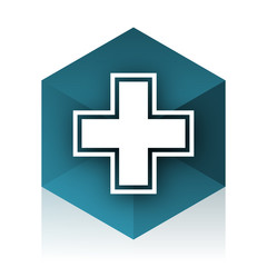 pharmacy blue cube icon, modern design web element