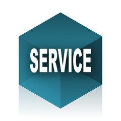 service blue cube icon, modern design web element