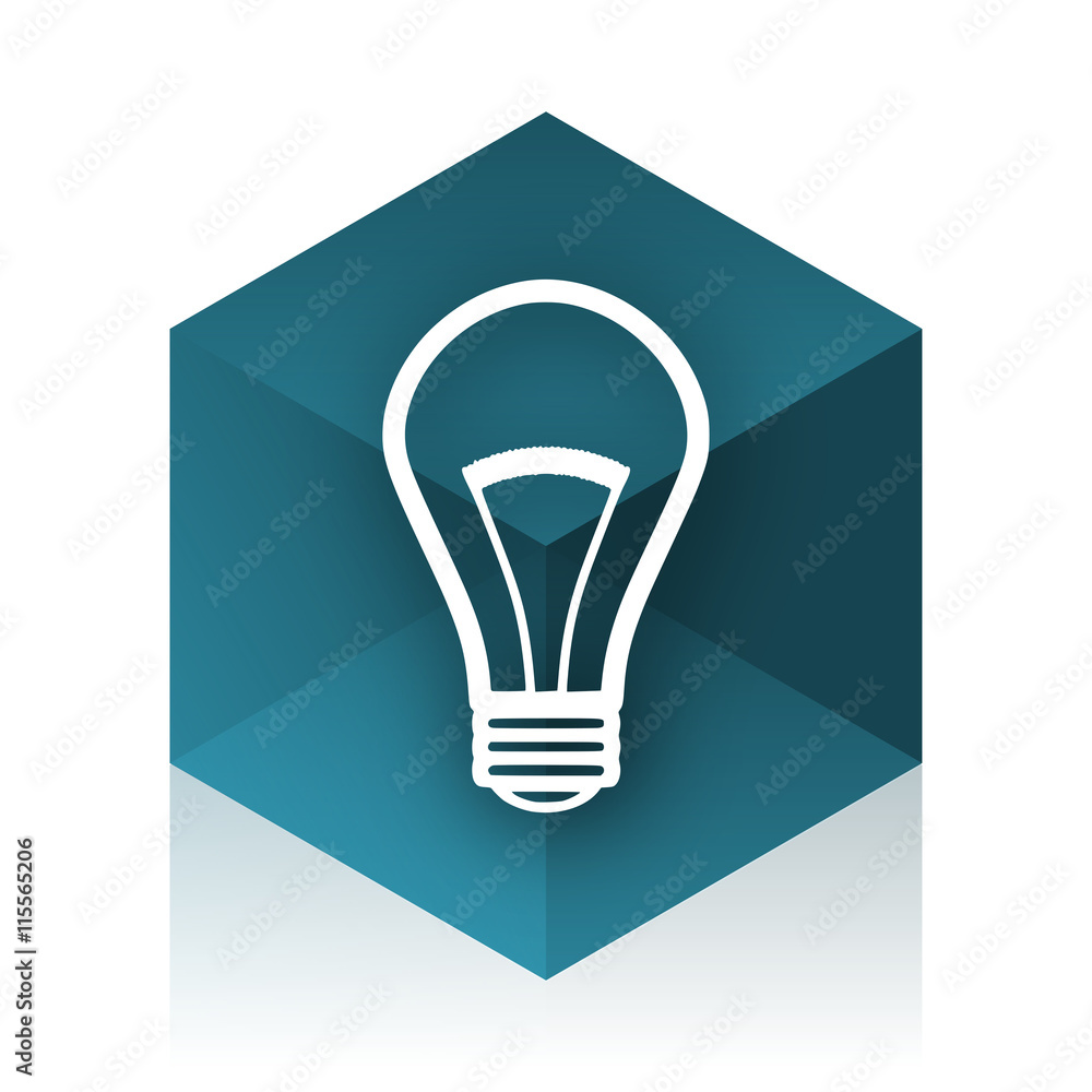 Poster bulb blue cube icon, modern design web element