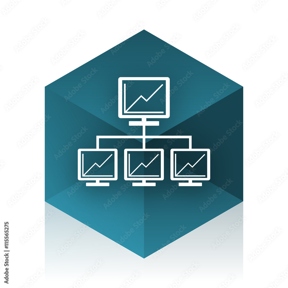 Poster network blue cube icon, modern design web element