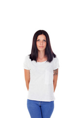 Obraz premium Young cool brunette woman in a studio shooting
