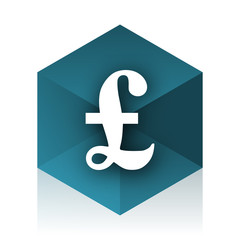 pound blue cube icon, modern design web element