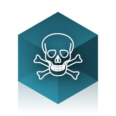 skull blue cube icon, modern design web element