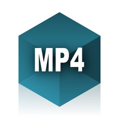 mp4 blue cube icon, modern design web element