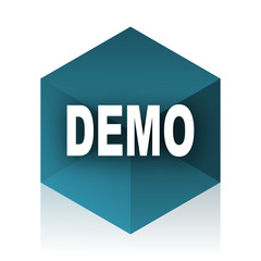 demo blue cube icon, modern design web element