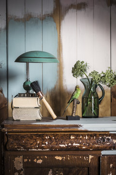 Interior view of decorated painted cabinet