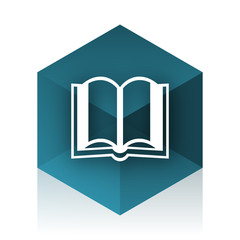 book blue cube icon, modern design web element