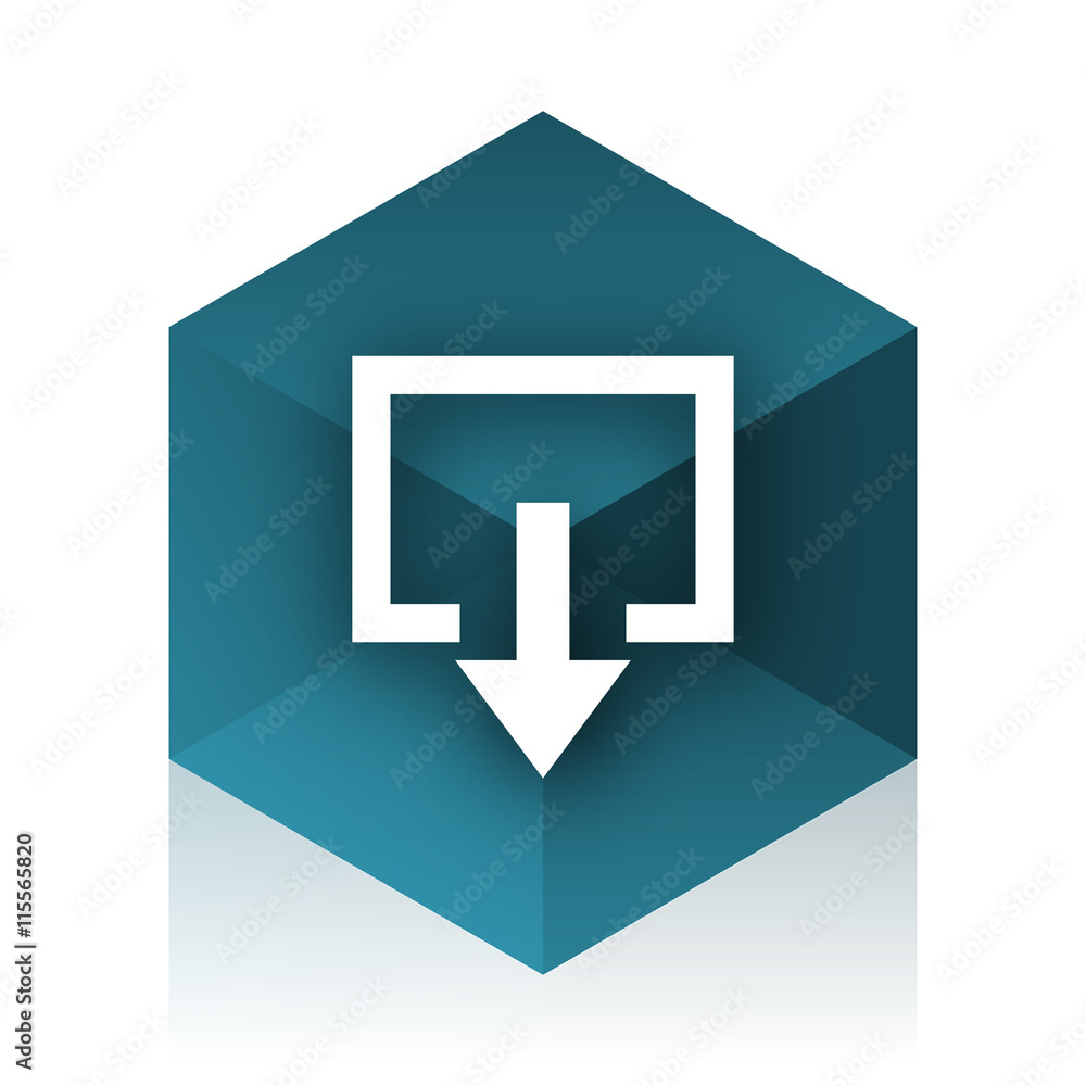 Aufkleber exit blue cube icon, modern design web element