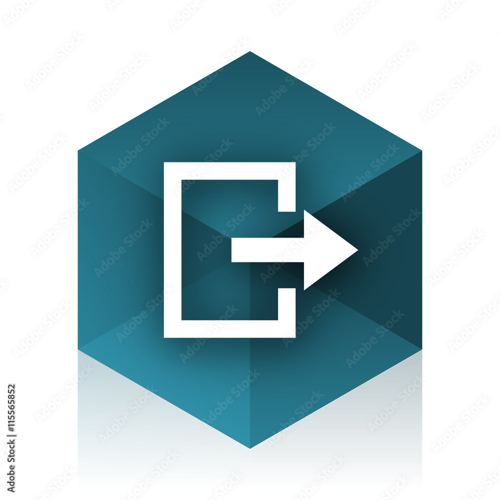 Aufkleber exit blue cube icon, modern design web element