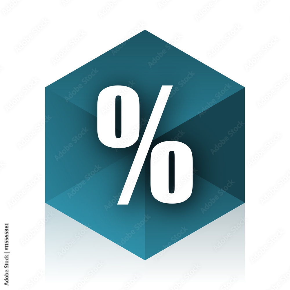 Poster percent blue cube icon, modern design web element