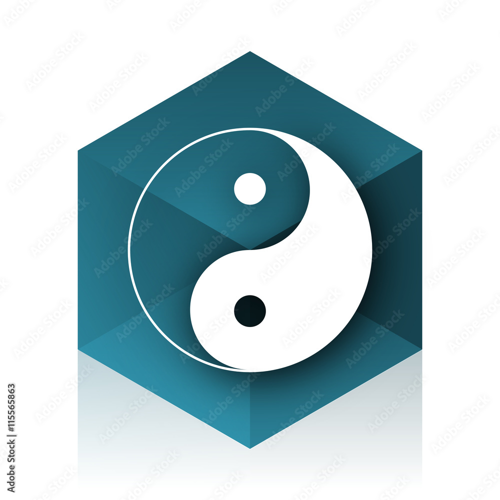 Poster ying yang blue cube icon, modern design web element