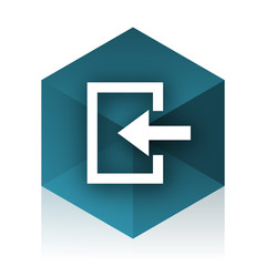 enter blue cube icon, modern design web element