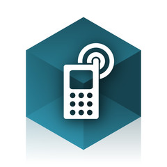 phone blue cube icon, modern design web element