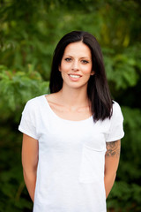 Fototapeta premium Young beautiful woman with brunette hair
