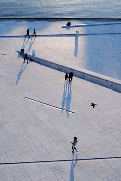 Norway, Oslo, Bjorvika, Elevated view of Operahuset's path