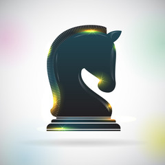 Vector chess black horse shape. Icon with mammal silhouette, play equipment