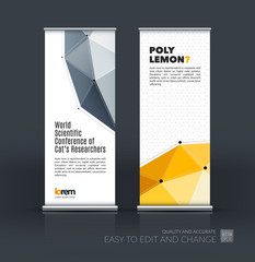 Vector set of modern Roll Up Banner Stand Design with abstract p