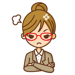 眼鏡のビジネスウーマン　怒る