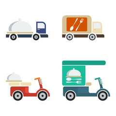 Delivery Food | Editable iconic symbol vector illustrations in flat style isolated on white background, for restaurant or food related project.